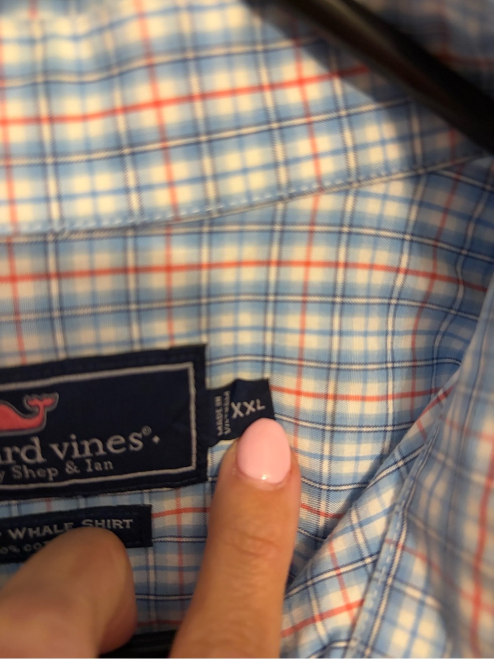 Vineyard Vines Light Blue & White Plaid Button-Down Slim Fit Whale Shirt XXL - Picture 3 of 5